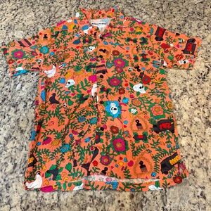 Vibrant Orange Patterned Casual Shirt